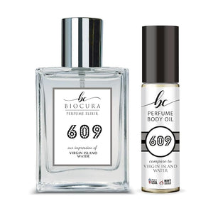 BC Perfume 609 Spray + Body Oil Set Impression of Virgin Island Water Blend Sample For Women And Men / 10ml+50ml