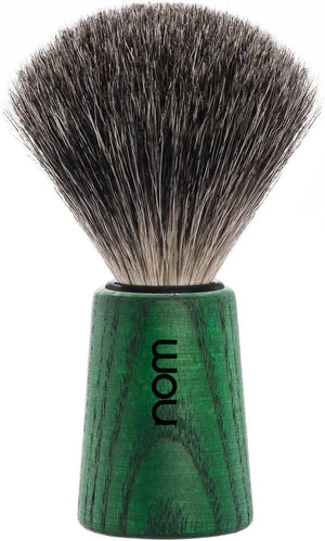 NOM Theo Shaving Brush | Pure Badger Shave Brush for Shaving soaps and creams | Exfoliating Shaving Brush| Green Ash handle