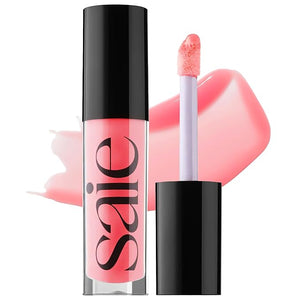 Saie Glossybounce - Hydrating Lip Gloss and Tinted Lip Oil Hybrid with Hyaluronic Acid &amp; Jojoba Oil for Non-Sticky, Ultra-Shiny, Plump &amp; Soft Lips - Everyday Makeup Essential - Burst (.17 oz)