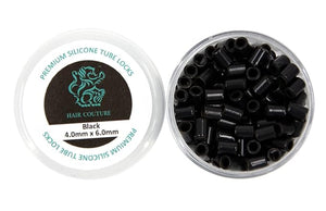 Hair Couture Silicone Tube Locks ? 200 Pieces Premium Beads Rings Micro Links Professional Tools I-Tip Extension Extra Hold Strength Accessories TPS4060-BLK