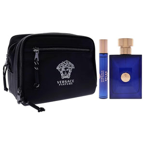 Dylan Blue by Versace for Men - 3 Pc Gift Set 3.4oz EDT Spray, 10ml EDT Spray, Blue Pouch