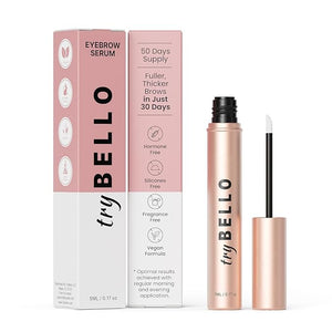 Trybello Eyebrow Growth Serum | Natural Thickening &amp Strengthening Formula for Fuller Eyebrows | Biotin Peptides and Botanical Extracts | No Parabens Silicones PEGs | Vegan Gentle Non-Irrita