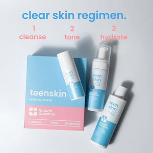 Teen Skin Care Kit 3-Step | Acne Face Wash Skin Care Regimen | Teen Skin Face Wash Toner &amp Moisturizer | Perfect for Teens Preteens &amp Kids Looking to Prevent Acne | 3 Pc Kit by Natural Outco