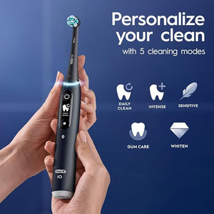 Oral-B iO Deep Clean + Protect Rechargeable Electric Toothbrush Black with a iO Series 7 Toothbrush 2 Replacement Brush Heads and a Charging Travel Case