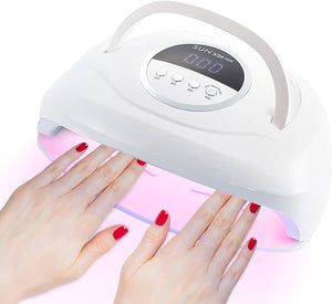 320W UV LED Nail Lamp, Professional UV Nail Dryer Light with 84Pcs LED Beads, Fast Gel Curing 4 Timer Setting Auto Sensor, Portable Handle Gel Polish for Salon and Home Nail Art Tools