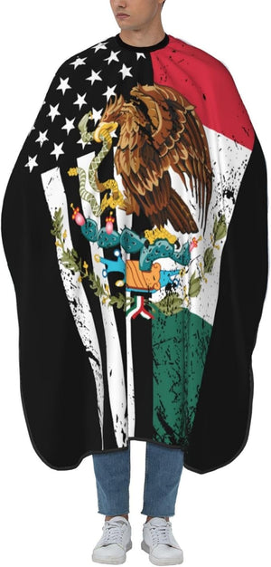 Mexico Flag Salon Barber Cape For Men/Women - Professional Hairdressing Waterproof Hair Cutting Cape With Adjustable Snap Closure-Haircut Apron For Hair Stylist And Home Use-55''X66''