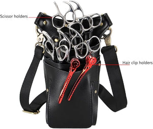 Hairdressing Scissor Pouch Belt Real Leather Salon Barber Hairdresser Shears Holster Hair Stylist Tools Bag with Adjustable Belt for Combs Hair Clip