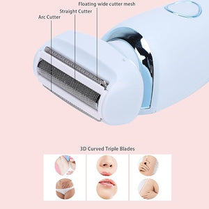 Electric Hair Trimmer - Hair Removal Device for Women with 800mAh Battery Bikini Trimmer Underarm Electric Shaver for Smooth Full Body Care (Blue)