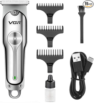 Electric Hairdresser, Cordless Close Cutting T-Blade Trimmer Kit for Family Cordless Grooming Kit (Silver)