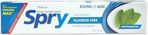 Spry Natural Xylitol Toothpaste 5oz for Adults and Kids - Fluoride Free Gentle for Sensitive Teeth Whitening and Remineralizing Breath Freshening Mouth Moisturizing Peppermint (Pack of 6)