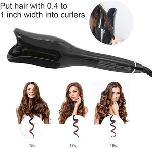Automatic Ceramic Rotating Hair Curler, Professional Air Spin N Curl Hair Curler for All Hair Types, LCD Digital Display (RED)