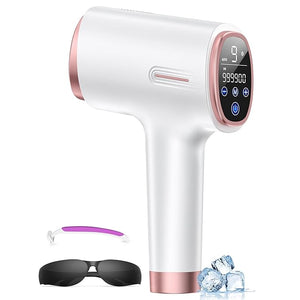 Laser Hair Removal for Women &amp Men 45¡ÆF Ice-Cooling Contact Safe &amp Virtually Painless Alternative to Salon IPL Hair Removal Device Long-Lasting Hair Removal from Home with Razor &amp Glas