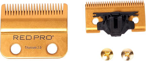 RED Pro Professional Blade Replacement Kit for Cordless Hair Clipper, 2 Hole Detachable Replacement Blades, Durable Titanium Gold Coated Blades (Taper Gold)