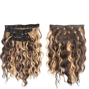 Short Curly Synthetic 4-piece Set Of Water Ripple Hair Extension Wig Clip In Woman's Clip Hair Accessories Hairpiece(4H18)