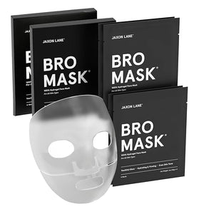 JAXON LANE BRO MASK Premium Korean Face Mask for Men (2 x 4 Pack) - Anti Aging Sheet Masks w/Hydrogel Vitamin C Hydrolyzed Collagen &amp Hyaluronic Acid - Perfect Skin Care Stocking Stuffers for M