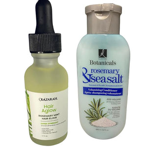 Rosemary &amp Mint Hair Oil Elixir + Rosemary &amp Sea Salt Conditioner Set - Deep Conditioning Strengthening and Hydrating Treatment Sulfate-Free and Paraben-Free 8 Fl. oz