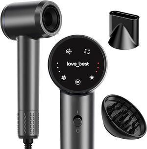 Hair Dryer, Professional Ionic Hair Dryer for Fast Drying, Low Noise, Lightweight, 600 Million Negative Ions High-Speed Hair Blow Dryer with Diffuser for Curly Hair Women, Men, Home, Travel, Salon