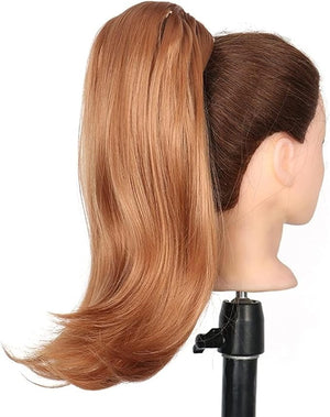HIHELO 18 Inch Synthetic Straight Ponytail Hair Extensions Wig Bun Wrap Ponytail Barrette Clips for Women Hair Accessories (Color : T1B/4/30)