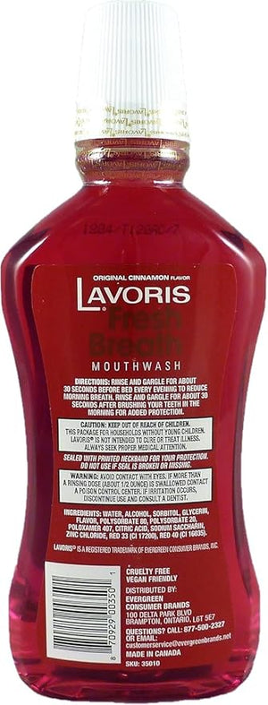 Lavoris Mouthwash, Original Cinnamon 15 fl oz /444 ml (Pack of 2)