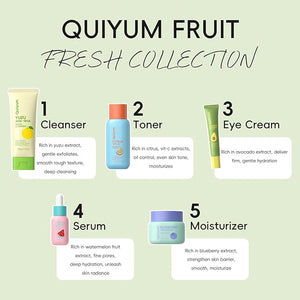 Fruit Skin Care for Teens 5 Daily Routine Beauty Skin Care Sets - Exfoliation Smooth Clean Oil Control Firm Hydrate Glow Up Skincare Gift Set for Girls Women Facial Travel Set for All Skin