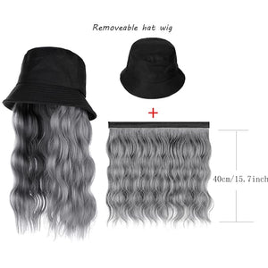 Hat with Extension Cap Wig Removable Hair Extension Wig for Women Girl