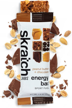 Skratch Labs Energy Bar | Peanut Butter + Chocolate (12 Pack) | Plant Based Healthy Snack | Low Sugar - 5g Protein | Non-GMO Gluten Free Soy Free Vegan Kosher