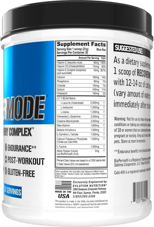 Evlution Nutrition Recover Mode- Complete Post Workout with BCAAs, Immunity Support, Vitamin C, D &amp; E, Electrolytes, Hydration, Creatine, Glutamine, Beta-Alanine, L-Carnitine, 30 Serve, Blue Raz
