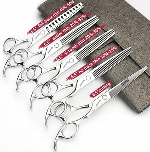 Barber hair scissors, Axemoore professional haircut Cutting Scissors/Shears set- 6", made of Japanese stainless steel, especially (6.5in-5pc)