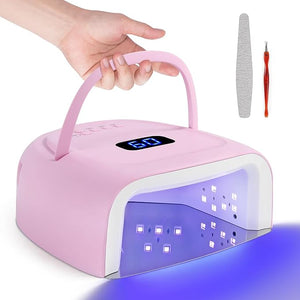 Rechargeable LED Nail Lamp 60W Portable Wireless Nail Dryer UV Gel Polish Light with LCD Display Auto Sensor and 4 Timer Settings Professional Curing Lamp with 42 LED Beads for Salon