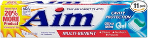 Aim Multi-Benefit Cavity Protection Gel Toothpaste, Ultra Mint 5.50 oz (Pack of 11)