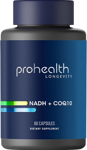 ProHealth NADH + CoQ10 - Boost NAD+ | 60 Day Supply | Pure NADH 25 mg CoQ10 100 mg | 60 Acid Resistant Capsules | Energy | Focus | ATP Production