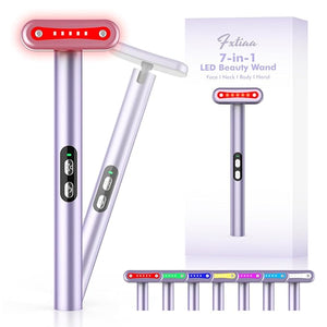 Light-Therapy-Wand Red Light Therapy for Face and Neck Facial Wand 7 in 1 Led Beauty Wand Red &amp Blue Rejuvenation Face &amp Eye Massager Skincare Tool