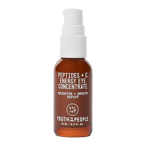 Youth To The People Peptides + Vitamin C Eye Concentrate - Vitamin C Eye Serum with Caffeine + Antioxidants Visibly Brightens Dark Circles Reduce Undereye Puffiness Blurs Fine Lines - 0.5 fl oz