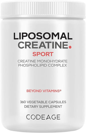 Codeage Liposomal Creatine Monohydrate Supplement Pure Creatine 2500mg - 3 Months Supply Micronized Creatinine Muscles Sports Nutrition and Athletes Non-GMO - 360 Capsules