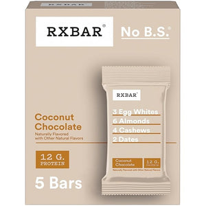 RX-BAR Protein Bars 12g Protein Gluten-Free Snacks Coconut Chocolate 9.1oz Box (5 Bars)