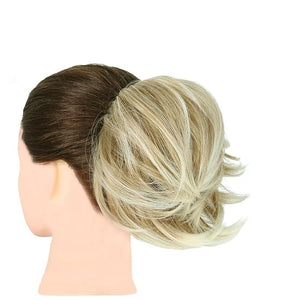 FRANCES Fake Hair Bun 1 Pack Synthetic Messy Bun Hair Extensions Wavy Curly Bun Short Ponytail Bun Extensions Women Elastic Bun Wigs Hair Accessories (Color : 27T613)