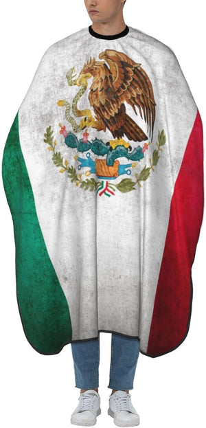 Mexico Flag Salon Barber Cape For Men/Women - Professional Hairdressing Waterproof Hair Cutting Cape With Adjustable Snap Closure-Haircut Apron For Hair Stylist And Home Use-55''X66''