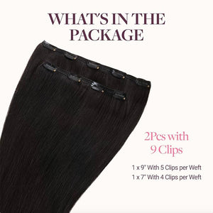 GOO GOO Clip in Hair Extensions Real Human Hair Remy Human Hair Extensions Clip ins for Women Natural Human Hair 20inch 80g 2Pcs #1B Natural Black