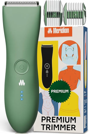 MERIDIAN The Trimmer Premium - Body Hair Trimmer &amp Electric Shaver for Men and Women for Pubic Hair Chest Legs &amp Bikini Line Waterproof &amp Rechargeable Sage