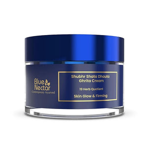 Blue Nectar Shata Dhauta Ghrita Face Cream for Women | 100 Times Washed Ghee Face Moisturizer for Women | Truly Natural Face Cream for Skin Firming (19 Herbs, 1.76 Oz)