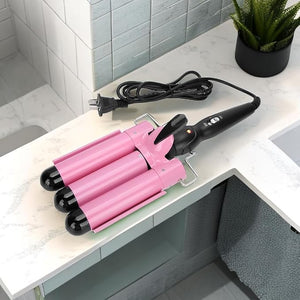 Waver Hair Tool Adjustable 3 Curling Iron Wand with LCD Temperature Display for Women Home and Travel