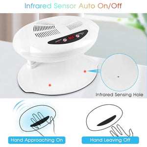 Air Nail Dryer 400W Intelligent Automatic Sensor Hot &amp Cold Air Nail Polish Drying Fan Manicure Tool for Home Salon Both Hands and Feet Use White