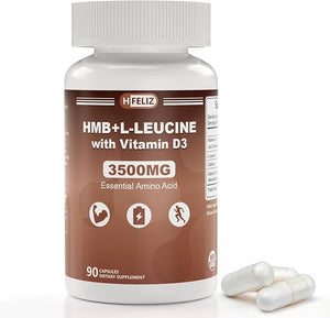 HMB and Leucine Supplement 3500mg L-Leucine HMB with Vitamin D3 Amino Acid BCAA for Men Vegan Gluten Free 90 Capsules