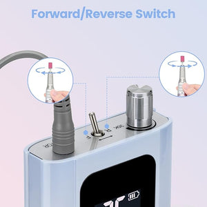 Delanie Professional Nail Drill High Torque 35000 RPM Rechargeable Portable Electric Nail File Filer for Acrylic Gel with Cuticle Bits Salon Manicure Tool Gradient Pink