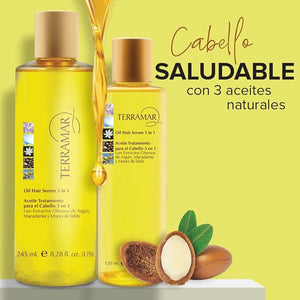 Terramar 3-in-1 Hair Oil with Argan Macadamia and Monoi Extracts Smoothing and Hydrating Serum (Jumbo - 1691 Fl Oz)