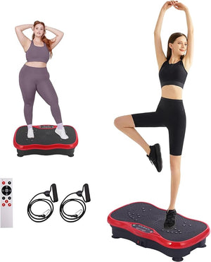 Whole Body Vibration Plate Exercise Machine ? Power Vibrating Plate for Lymphatic Drainage Weight Loss, Shake Plate Exercise Platform with Touch Screen &amp; Resistance Bands, Equipment for Women Men