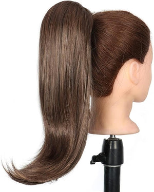 HIHELO 18 Inch Synthetic Straight Ponytail Hair Extensions Wig Bun Wrap Ponytail Barrette Clips for Women Hair Accessories (Color : 1B/30HL)