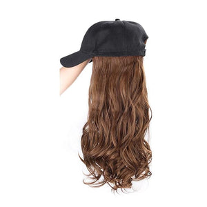 Women Baseball Cap Wig Long Curly and Wavy Wig Sunshade Baseball Cap Integrated Wig Cap Women's Wig Cap