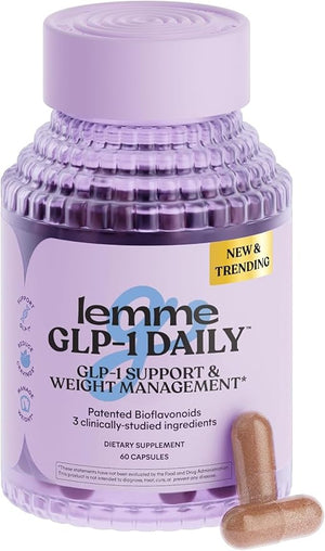 Lemme GLP-1 Daily, Clinically Studied Ingredients to Reduce Hunger &amp; Cravings, Promote GLP-1 Production, Support Fat Loss and Weight Management, 1 Month Supply (60 Capsules)