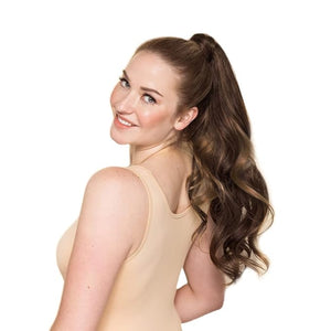 WENNALIFE Ponytail Hair Extension 22 Inch 80g Dark Brown Mixed Chestnut Brown Ponytail Extension Human Hair Clip in Wrap Around Remy Human Hair Extension Hairpieces